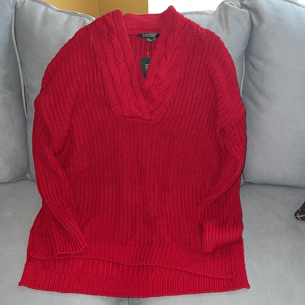 “Lauren” Ralph Lauren Red sweater 100% cotton size L unisex